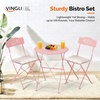 image:imageVINGLI Outdoor Folding Bistro Table and Chairs Set of 2 3Piece Bistro Set with Olive Leaf Cutout Design and Comfortable Cushions for Patio Balcony Garden Porch Yard Mint GreenPink