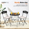 image:imageVINGLI Outdoor Folding Bistro Table and Chairs Set of 2 3Piece Bistro Set with Olive Leaf Cutout Design and Comfortable Cushions for Patio Balcony Garden Porch Yard Mint GreenBlack