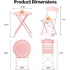image:imageVINGLI Outdoor Folding Bistro Table and Chairs Set of 2 3Piece Bistro Set with Olive Leaf Cutout Design and Comfortable Cushions for Patio Balcony Garden Porch Yard Mint GreenPink