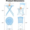 image:imageVINGLI Outdoor Folding Bistro Table and Chairs Set of 2 3Piece Bistro Set with Olive Leaf Cutout Design and Comfortable Cushions for Patio Balcony Garden Porch Yard Mint GreenBlue