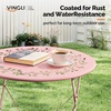image:imageVINGLI Outdoor Folding Bistro Table and Chairs Set of 2 3Piece Bistro Set with Olive Leaf Cutout Design and Comfortable Cushions for Patio Balcony Garden Porch Yard Mint GreenPink