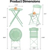 image:imageVINGLI Outdoor Folding Bistro Table and Chairs Set of 2 3Piece Bistro Set with Olive Leaf Cutout Design and Comfortable Cushions for Patio Balcony Garden Porch Yard Mint GreenGreen