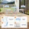 image:imageVINGLI Outdoor Folding Bistro Table and Chairs Set of 2 3Piece Bistro Set with Olive Leaf Cutout Design and Comfortable Cushions for Patio Balcony Garden Porch Yard Mint GreenBlue