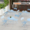 image:imageVINGLI Outdoor Folding Bistro Table and Chairs Set of 2 3Piece Bistro Set with Olive Leaf Cutout Design and Comfortable Cushions for Patio Balcony Garden Porch Yard Mint GreenBlue