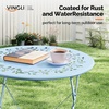 image:imageVINGLI Outdoor Folding Bistro Table and Chairs Set of 2 3Piece Bistro Set with Olive Leaf Cutout Design and Comfortable Cushions for Patio Balcony Garden Porch Yard Mint GreenBlue