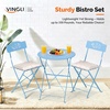 image:imageVINGLI Outdoor Folding Bistro Table and Chairs Set of 2 3Piece Bistro Set with Olive Leaf Cutout Design and Comfortable Cushions for Patio Balcony Garden Porch Yard Mint GreenBlue