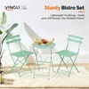 image:imageVINGLI Outdoor Folding Bistro Table and Chairs Set of 2 3Piece Bistro Set with Premium Steel Frame and Comfortable Cushions for Patio Balcony Garden Porch Yard YellowGreen