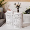 image:imageVINGLI Outdoor Iron Side Table Patio End Table AntiRust Metal Round Drum Garden Stool Plant Stand Indoor Iron Accent Table for Patio Deck Porch Living Room WhiteWhite