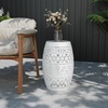 image:imageVINGLI Outdoor Iron Side Table Patio End Table AntiRust Metal Round Drum Garden Stool Plant Stand Indoor Iron Accent Table for Patio Deck Porch Living Room WhiteWhite