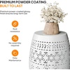 image:imageVINGLI Outdoor Iron Side Table Patio End Table AntiRust Metal Round Drum Garden Stool Plant Stand Indoor Iron Accent Table for Patio Deck Porch Living Room WhiteWhite