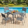 image:imageVINGLI Outdoor Patio Dining Set5 Piece Square Table Patio Furniture SetHDPE AllWeather Material Outdoor Dining Table and Chair for Garden Backyard PoolsideGreyGrey