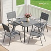 image:imageVINGLI Outdoor Patio Dining Set5 Piece Square Table Patio Furniture SetHDPE AllWeather Material Outdoor Dining Table and Chair for Garden Backyard PoolsideGreyGrey