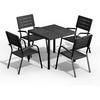 image:imageVINGLI Outdoor Patio Dining Set5 Piece Square Table Patio Furniture SetHDPE AllWeather Material Outdoor Dining Table and Chair for Garden Backyard PoolsideGreyBlack