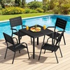 image:imageVINGLI Outdoor Patio Dining Set5 Piece Square Table Patio Furniture SetHDPE AllWeather Material Outdoor Dining Table and Chair for Garden Backyard PoolsideGreyBlack