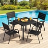 image:imageVINGLI Outdoor Patio Dining Set5 Piece Square Table Patio Furniture SetHDPE AllWeather Material Outdoor Dining Table and Chair for Garden Backyard PoolsideGreyBlack