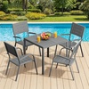 image:imageVINGLI Outdoor Patio Dining Set5 Piece Square Table Patio Furniture SetHDPE AllWeather Material Outdoor Dining Table and Chair for Garden Backyard PoolsideGreyGrey