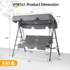 image:imageVINGLI Outdoor Porch Swing with Adjustable Canopy PowderCoated Steel Frame Outdoor Patio Glider Swing with Heavy Duty Stand for Patio Backyard Garden Lawn Gray