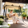image:imageVINGLI Outdoor Porch Swing with Adjustable Canopy PowderCoated Steel Frame Outdoor Patio Glider Swing with Heavy Duty Stand for Patio Backyard Garden Lawn BeigeBeige