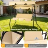 image:imageVINGLI Outdoor Porch Swing with Adjustable Canopy PowderCoated Steel Frame Outdoor Patio Glider Swing with Heavy Duty Stand for Patio Backyard Garden Lawn BeigeBeige