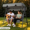 image:imageVINGLI Outdoor Porch Swing with Adjustable Canopy PowderCoated Steel Frame Outdoor Patio Glider Swing with Heavy Duty Stand for Patio Backyard Garden Lawn BeigeGray