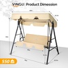 image:imageVINGLI Outdoor Porch Swing with Adjustable Canopy PowderCoated Steel Frame Outdoor Patio Glider Swing with Heavy Duty Stand for Patio Backyard Garden Lawn BeigeBeige