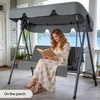 image:imageVINGLI Outdoor Porch Swing with Adjustable Canopy PowderCoated Steel Frame Outdoor Patio Glider Swing with Heavy Duty Stand for Patio Backyard Garden Lawn BeigeGray