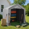 image:imageVINGLI Outdoor Portable Storage Shed Heavy Duty Bike Tent with Rollup Zipper Door Waterproof and UV Resistent Carport for Motorcycle Garden Tools and Firewood Gray 8x8x67 FTGray