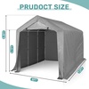 image:imageVINGLI Outdoor Portable Storage Shed Heavy Duty Bike Tent with Rollup Zipper Door Waterproof and UV Resistent Carport for Motorcycle Garden Tools and Firewood Gray 8x8x67 FTGray