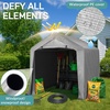 image:imageVINGLI Outdoor Portable Storage Shed Heavy Duty Bike Tent with Rollup Zipper Door Waterproof and UV Resistent Carport for Motorcycle Garden Tools and Firewood Gray 8x8x67 FTGray