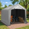 image:imageVINGLI Outdoor Portable Storage Shed Heavy Duty Bike Tent with Rollup Zipper Door Waterproof and UV Resistent Carport for Motorcycle Garden Tools and Firewood Gray 8x8x67 FTGray