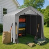 image:imageVINGLI Outdoor Portable Storage Shed Heavy Duty Bike Tent with Rollup Zipper Door Waterproof and UV Resistent Carport for Motorcycle Garden Tools and Firewood Gray 8x8x67 FTGray