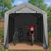 image:imageVINGLI Outdoor Portable Storage Shed Heavy Duty Bike Tent with Rollup Zipper Door Waterproof and UV Resistent Carport for Motorcycle Garden Tools and Firewood Gray 8x8x67 FTGray