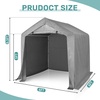 image:imageVINGLI Outdoor Portable Storage Shed Heavy Duty Bike Tent with Rollup Zipper Door Waterproof and UV Resistent Carport for Motorcycle Garden Tools and Firewood Gray 8x8x67 FTGray