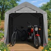 image:imageVINGLI Outdoor Portable Storage Shed Heavy Duty Bike Tent with Rollup Zipper Door Waterproof and UV Resistent Carport for Motorcycle Garden Tools and Firewood Gray 8x8x67 FTGray