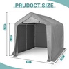 image:imageVINGLI Outdoor Portable Storage Shed Heavy Duty Bike Tent with Rollup Zipper Door Waterproof and UV Resistent Carport for Motorcycle Garden Tools and Firewood Gray 8x8x67 FTGray