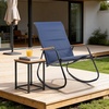 image:imageVINGLI Outdoor Rocking Chair 450lbs Capacity Portable Outdoor Rocker with Footrest Hard Armrests Pillow All Weather Porch Rocker for Garden Living Room Patio Lawn Blue with footrestBlue