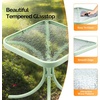 image:imageVINGLI Outdoor Side Table 18 Patio Table Steel Frame Tempered Glass Top Weatherproof Small Tables for Balcony Garden Poolside Green RoundGreen