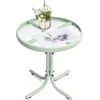 image:imageVINGLI Outdoor Side Table 18 Patio Table Steel Frame Tempered Glass Top Weatherproof Small Tables for Balcony Garden Poolside Green RoundGreen