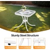 image:imageVINGLI Outdoor Side Table 18 Patio Table Steel Frame Tempered Glass Top Weatherproof Small Tables for Balcony Garden Poolside Green RoundWhite