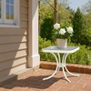 image:imageVINGLI Outdoor Side Table 18 Patio Table Steel Frame Tempered Glass Top Weatherproof Small Tables for Balcony Garden Poolside Green RoundWhite