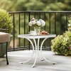 image:imageVINGLI Outdoor Side Table 18 Patio Table Steel Frame Tempered Glass Top Weatherproof Small Tables for Balcony Garden Poolside Green RoundWhite