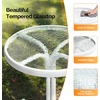 image:imageVINGLI Outdoor Side Table 18 Patio Table Steel Frame Tempered Glass Top Weatherproof Small Tables for Balcony Garden Poolside Green RoundWhite