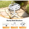image:imageVINGLI Outdoor Side Table 18 Patio Table Steel Frame Tempered Glass Top Weatherproof Small Tables for Balcony Garden Poolside Green RoundWhite