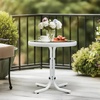 image:imageVINGLI Outdoor Side Table 18 Patio Table Steel Frame Tempered Glass Top Weatherproof Small Tables for Balcony Garden Poolside Green RoundWhite