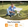image:imageVINGLI Outdoor Side Table 18 Patio Table Steel Frame Tempered Glass Top Weatherproof Small Tables for Balcony Garden Poolside Green RoundWhite