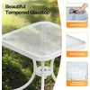 image:imageVINGLI Outdoor Side Table 18 Patio Table Steel Frame Tempered Glass Top Weatherproof Small Tables for Balcony Garden Poolside Green RoundWhite