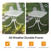 image:imageVINGLI Outdoor Side Table 18 Patio Table Steel Frame Tempered Glass Top Weatherproof Small Tables for Balcony Garden Poolside Green RoundWhite
