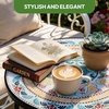 image:imageVINGLI Outdoor Side Table for Patio Small Outdoor Table with Storage Shelf Heavy Duty Metal Frame Patio Side Table for Outside Balcony Garden Porch Celadon Flower RealmCeladon Flower Realm