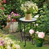 image:imageVINGLI Outdoor Side Table for Patio Small Outdoor Table with Storage Shelf Heavy Duty Metal Frame Patio Side Table for Outside Balcony Garden Porch Celadon Flower RealmBlue Hawaii
