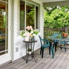 image:imageVINGLI Outdoor Side Table for Patio Small Outdoor Table with Storage Shelf Heavy Duty Metal Frame Patio Side Table for Outside Balcony Garden Porch Celadon Flower RealmBrown Flower